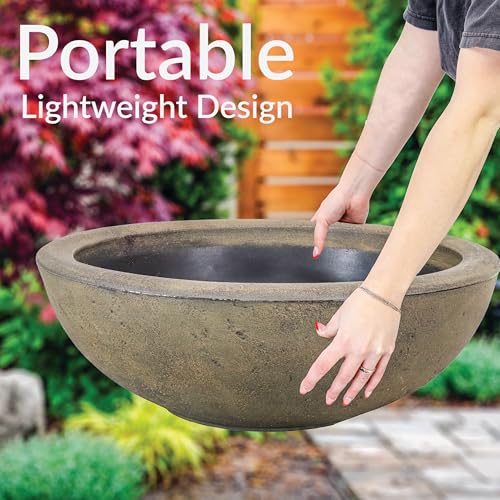 Sunnydaze Percival 20.75" Shallow Outdoor Planter Bowl, Sable, 2pk - color: Sable