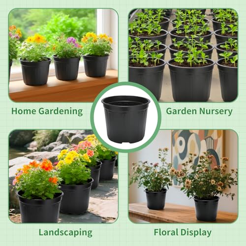 40 Pack 3 Gallon Nursery Pots, 10 Inch Plant Pots with Drainage Holes - size: 3 Gallon
