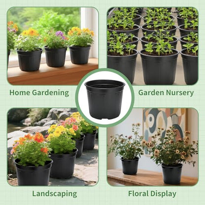 40 Pack 3 Gallon Nursery Pots, 10 Inch Plant Pots with Drainage Holes - size: 3 Gallon