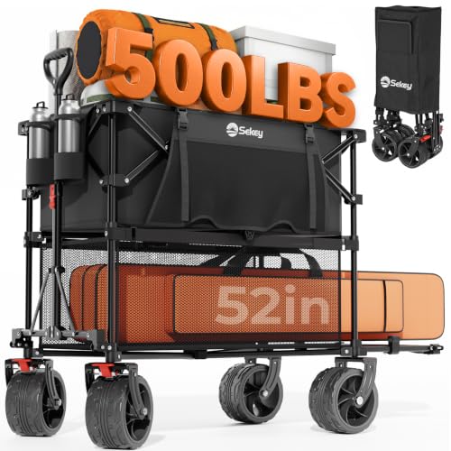 Sekey 400L Double-Decker Wagon, 500 lb Capacity, 50 in Extender - color: Carbon Black