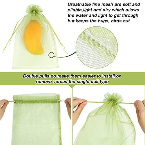 HRX Package 100pcs Mesh Fruit Protection Bags 8x12 in for Gardeners (Green) - size: 8x12 inches