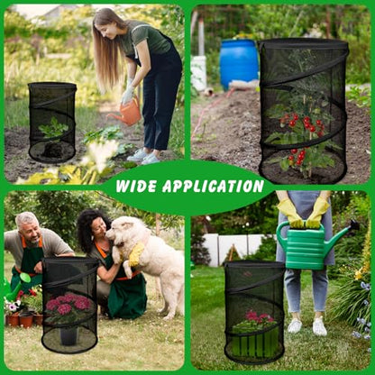 4 Pcs Pop Up Mesh Plant Cover Net 19”x 14” Foldable Tent Protectors - color: Black