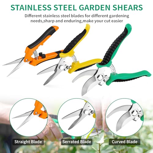Garden Pruning Shears 3 Pack Gardening Shears Garden Scissors Stainless Steel Plant Flower Scissors Clippers Pruning Shears tijeras de jardinería - color: Multicolor