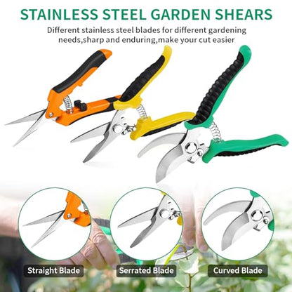 Garden Pruning Shears 3 Pack Gardening Shears Garden Scissors Stainless Steel Plant Flower Scissors Clippers Pruning Shears tijeras de jardinería - color: Multicolor