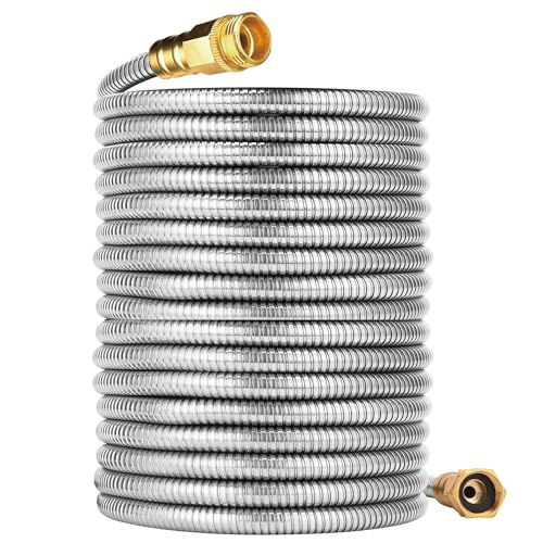 150FT Stainless Steel Garden Hose, 3/4 GHT Male to Female - size: 150FT