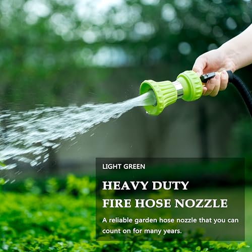 HOSUN Fireman Hose Nozzle, Adjustable Garden Hose Sprayer, Green - color: Green