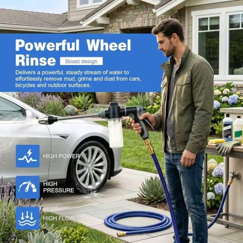 High Pressure Hose Nozzle with 4 Spray Modes, Adjustable Water Spray