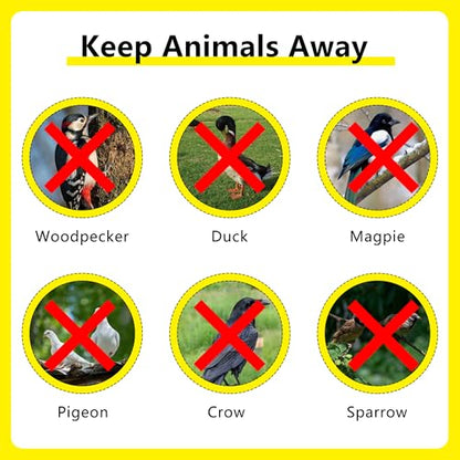 Bird Scare Reflective Tape, 295 Feet (2 Rolls), Double-Sided Reflective, for Repelling Sparrows and Woodpeckers, Suitable for Outdoor Use in Homes, Gardens, Farms, Orchards,Outdoor - size: 295 Ft*2