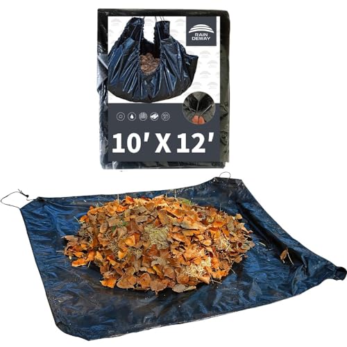 RAINDEWAY Drawstring Tarps 10x12 Feet Black Waterproof Leaf Tarp - size: 10x12 Feet(pack of 1)