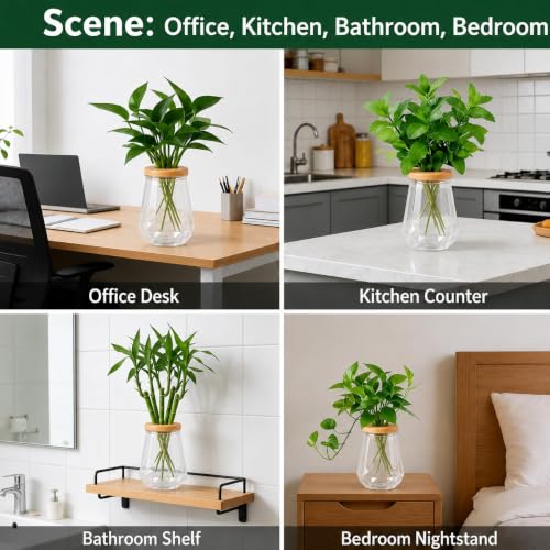Desktop Plant Hydroponic Vases, Water Plant Jars, Gardening Gifts for Office and Home, Outdoor, Transparent Diamond Pattern - color: Transparent Diamond Pattern