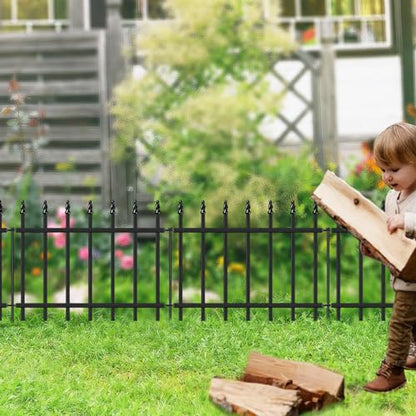 Decorative Metal Garden Fence 18" x 10', Small Fence Border with Stakes - size: 18″H x 10ft（5 Panels）