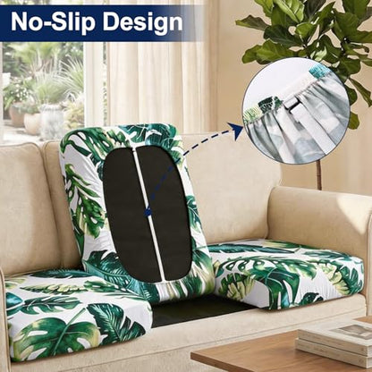 Smiry Waterproof Patio Cushion Covers, Stretch Outdoor Furniture Covers - color: Green, size: 4PCS