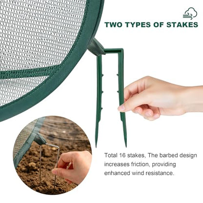 2Pack Pop-Up Mesh Plant Enclosure, Plant Cover for Vegetables Fruits - color: Dark Green