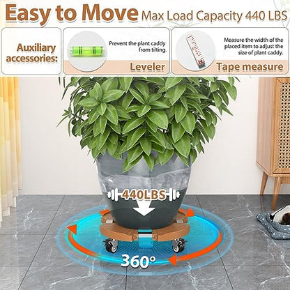 VANCASTLE Plant Caddy with Lockable Wheels 15-22'' Adjustable Plant Stand - color: Adobe, size: 2