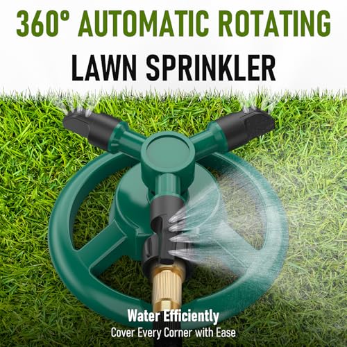 Sprinklers for Yard, Lawn & Garden Sprinkler Automatic 360 Rotating for Large Area Coverage, Grass Water Sprinkler for Kids and Pets Water Fun