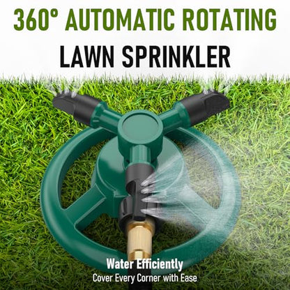Sprinklers for Yard, Lawn & Garden Sprinkler Automatic 360 Rotating for Large Area Coverage, Grass Water Sprinkler for Kids and Pets Water Fun