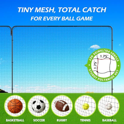 Ball Stop System - Soccer Backstop Net, Heavy Duty, High Impact, Practice Barrier - size: Upgrade Socketed - 1.75 inch Net, style: 30FT X 10FT