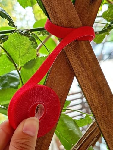 3Rolls Nylon Plant Ties Reusable Self Adhesive Plant Fastener Tape for Support Garden Supplies,200Ccm (Red) - color: Red