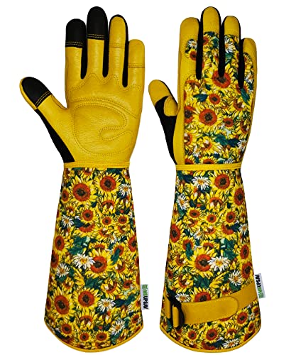Thornproof Rose&Cactus Gardening Gloves,Gauntlet Garden Glove,Gifts - color: Sunflower, size: Large