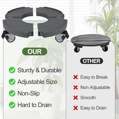 ToLanbbt Plant Caddy Stand with 360° Wheels Adjustable 15-22 Inch Rolling Plant Stand Heavy Duty Large Plant Cart Dolly with Casters 440lbs Capacity for Large Planter, Garden Pot, Flower Pot, Gray, 1P - color: Gray