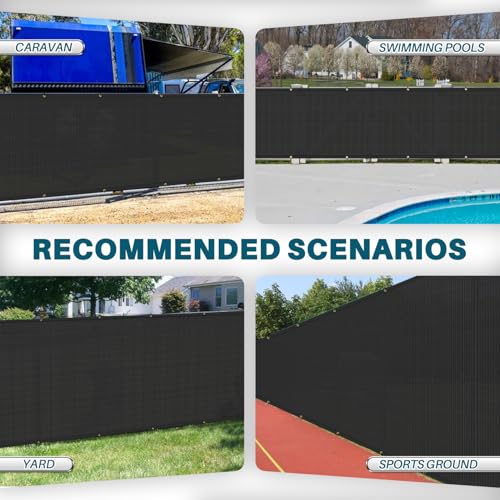 COARBOR 5' x 12' Fence Privacy Screen Heavy Duty Windscreen Fencing Mesh Shade Net Cover for Outdoor Wall Backyard Patio Deck and Porch, Black - color: Black, size: 0 5' x 12'