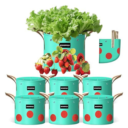 7 Pcs 7 Gallon Grow Bags, PE Plant Pots with 8 Breathable Holes - size: 7 gallon, style: Dot_Grow_Bags