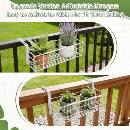 Youyole Railing Hanging Planter Holder, Adjustable Balcony Flower Pot Stand - color: White, size: 6" Wide, style: Classic
