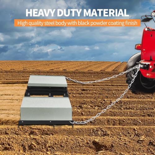 Heavy Duty 8FT Drag Harrow Driveway Grader, Tow-Behind Landscape Rake with 16FT Chain for ATV, UTV, Tractor – Ideal for Gravel, Soil, Sand Leveling and Lawn Maintenance - size: 8FT