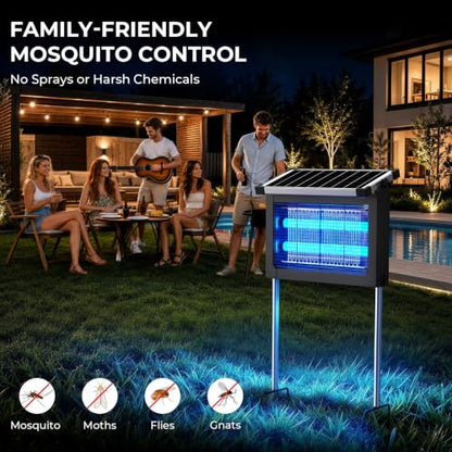Solar Bug Zapper Outdoor, 4500V Mosquito Zapper with Water Wave Projector