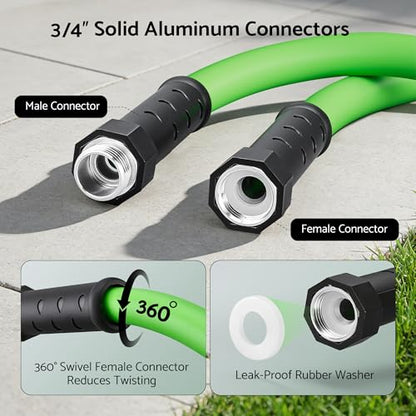 Rubber Garden Hose 30 ft, 5/8" Lightweight Water Hose, Aluminum Fittings - size: 30ft