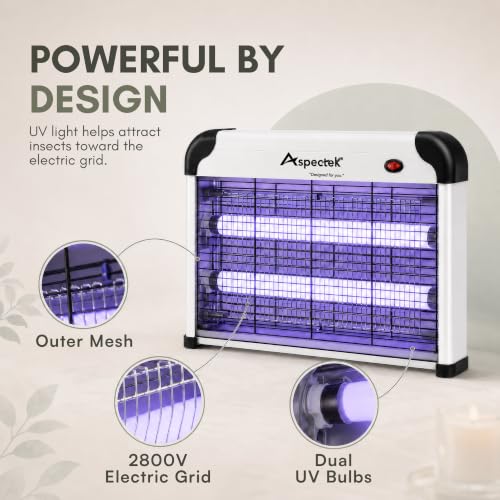 ASPECTEK Electric Bug Zapper, 20W UV Bulbs, Fly, Mosquito, Gnat and Moth Control, Indoor and Covered Outdoor Use for Home, Garage, Patio and Farm, Includes 2 Replacement Bulbs - style: 20W Bug Zapper + 2x10W Bulbs