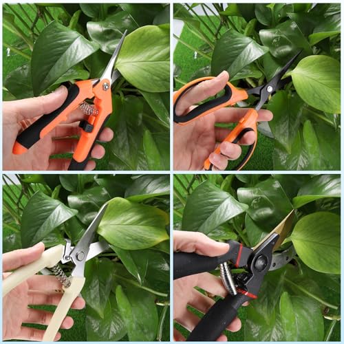 HARFINGTON 3pcs Trimming Scissors 7.2" Stainless Steel Garden Shears with Non-Stick Coating & Straight Precision Blade Hand Pruning Snips for Cutting Flowers