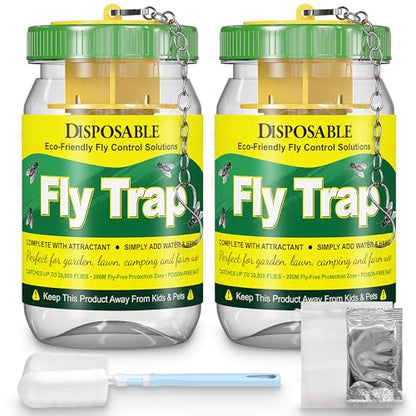 2 Packs Reusable Fly Traps Outdoor, Hanging Flies Killer & Catcher