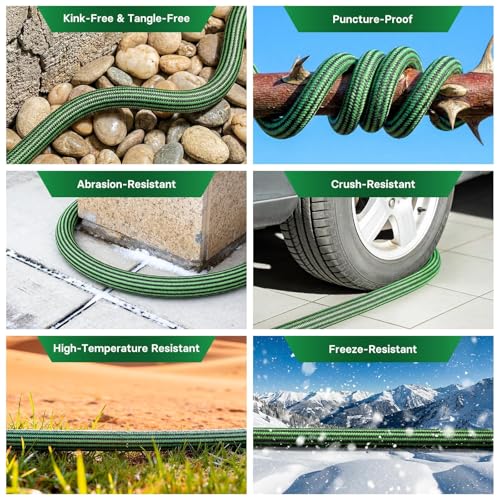 Garden Hose 75 ft Flexible Non-Expandable Water Hose Kink-Free Ultra Lightweight Leak-Proof Durable Portable Wear-Resistant Hoses Pipe with 3/4" Brass Fittings for Outdoor Yard Lawn Car Wash - size: 75FT