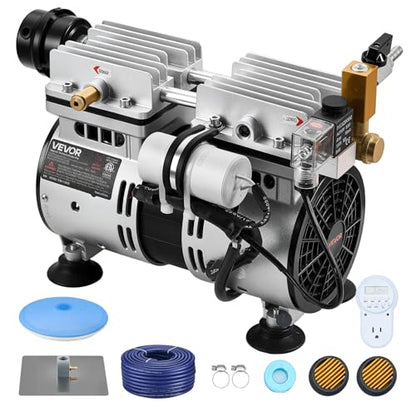 VEVOR Pond Aerators, 5.2CFM Aeration System for Lakes up to 3 Acres, 3/4 HP Air Compressor, 1 Diffuser & 100' Weighted Tubing, Outdoor Pond Aeration Pump for Deep Water Oxygen Circulation - size: 5.2CFM+1 diffuser