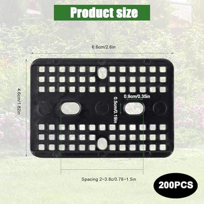200Pcs Garden Staples Plastic Rectangle Buffer Washer,Landscape Stakes Pad Gasket,Garden Stakes Gasket,Yard Pins Gasket Keep The Barrier from Ripping and Create a Sturdier Hold(Black) - color: Black Square