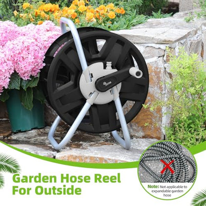 Water Hose Reel,Holds 60-80 Ft of 5/8" Hose - color: Black