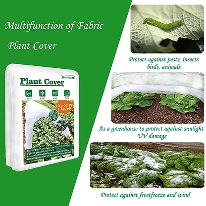 Garutom Plant Covers Freeze Protection 10ft x 33ft 1.1 oz Frost Cloth Plant Freeze Protection, Frost Blankets for Outdoor Plants Winter or Floating Row Covers Shade Cloth for Gardens, Vegetables - size: 10 x 33 ft