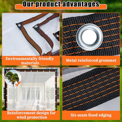4x6FT Heavy Duty Clear Waterproof Tarp,Outdoor Garden Rainproof Covering - size: 4 x 6 FT