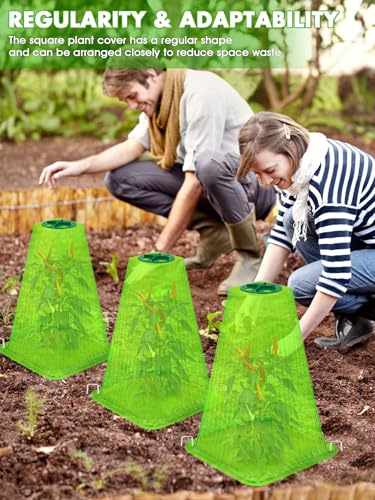 20 Pack Garden Cloches for Plants with 40 Ground Stakes and Rotary Vent - color: Green