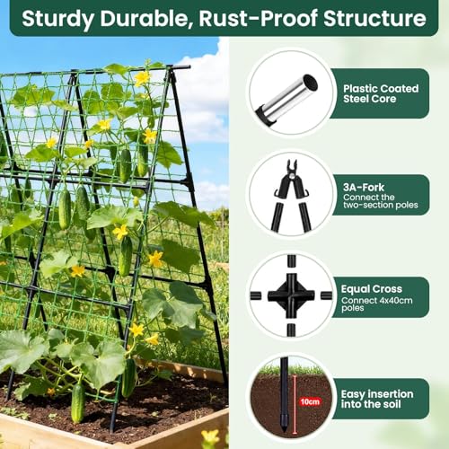 OTOSUNNY Cucumber Trellis for Raised Garden Bed, 50 x 48 in, Black - color: Black