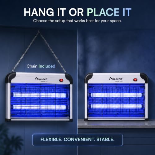 ASPECTEK 20W Bug Zapper, Electric Insect Killer for Indoor and Covered Outdoor, Mosquito, Fly and Moth Trap with Protective Mesh and Hanging Chain for Versatile Setup at Home, Patio and Garage - style: 20W Bug Zapper