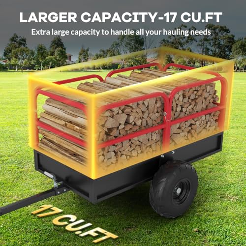 Garvee Heavy Duty Dump Trailer Cart for Lawn Tractor & ATV, 1700 Lbs Capacity 17 Cubic Feet with Removable Sides, Pull Behind Utility Garden Trailer for Yard Work - size: Style A