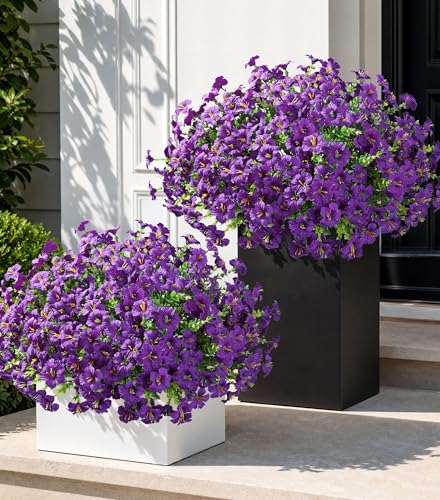 20 Bundles Faux Morning Glory Artificial Flowers for Outdoors - color: Purple