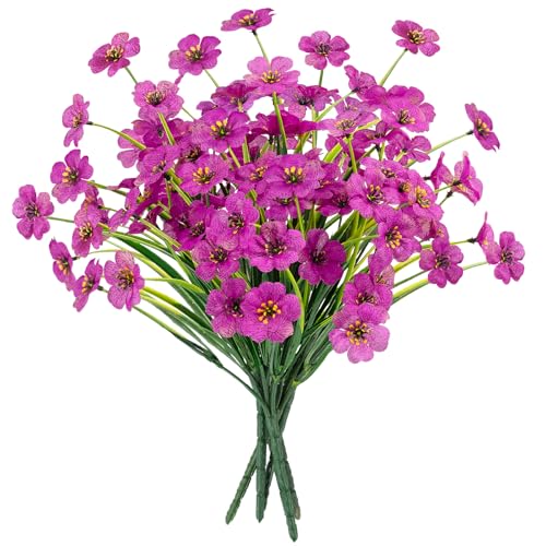 6 Bundles Purple Artificial Flowers for Outdoors, UV Resistant Faux Plants - color: Purple, size: 6 PCS