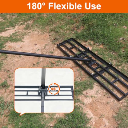 Lawn Leveling Rake, Heavy Duty Adjustable Handle Lawn Leveler Tool - size: 47.2*10inch, 6.5FT