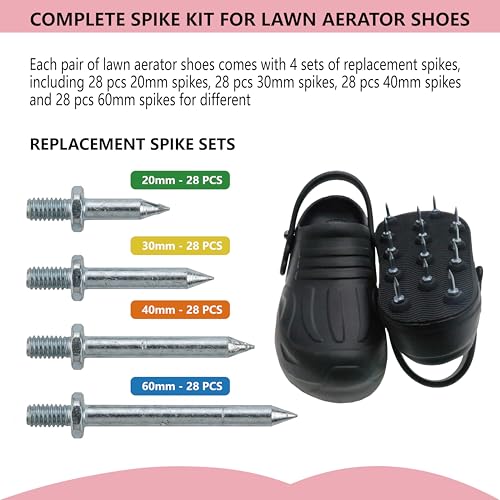 Lawn Aerator Shoes for Grass Lawn, Heavy Duty Spike Shoes with Adjustable Straps, Free-Installation Soil Yard Aerator Tool for Garden Patio Grass -Small - size: Small