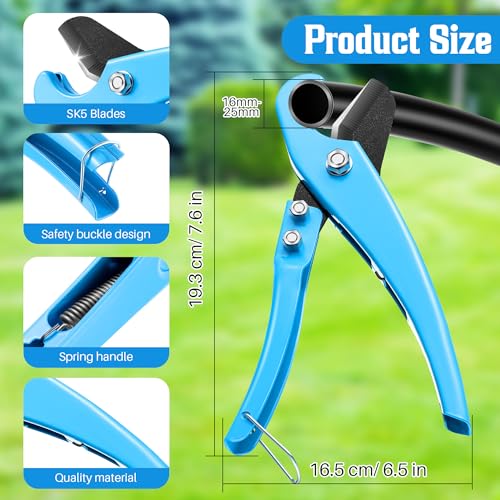 Feekoon Drip Irrigation Hole Punch Tool, 2 in 1 Drip Tubing Punch and Fitting Insertion Tool for 1/4 Inch Emitters, 16 20 25mm PE Pipe, Garden Repair(Blue,115 Irrigation Plugs) - color: Blue