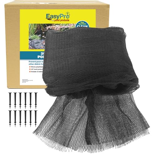 EasyPro NP3030 Premium 3/4-Inch Pond Cover Netting, 30-Feet x 30-Feet with 12 Stakes - size: 30' x 30' with 12 stakes, style: Standard 3/4" Mesh
