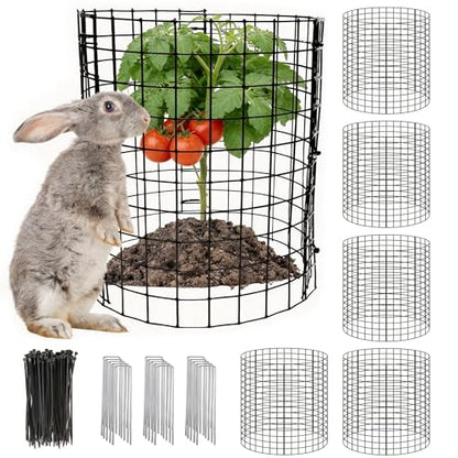 5 Pack Plant Protector from Animals, 12x12 Inches Wire Plant Protector, Plant Cages to Keep Rabbits Out - size: 5 Pack, 12"x12"
